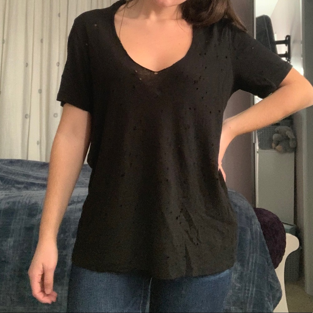 Forever 21 Distressed Black T-shirt